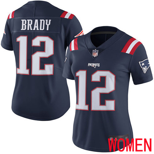 New England Patriots Football #12 Rush Vapor Untouchable Limited Navy Blue Women Tom Brady NFL Jersey->new england patriots->NFL Jersey